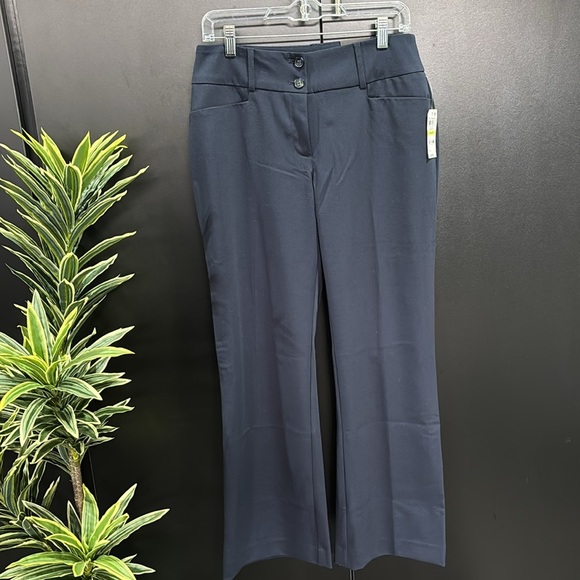 Alfani Curvy Fit trousers, short length, pockets,belt loop.zip fly,stretch,navy - Picture 1 of 10
